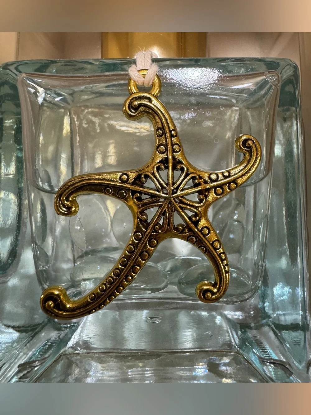 NWT Turquoise Waters Reed Diffuser Gold Starfish Accent Home Decor Scent Beach
